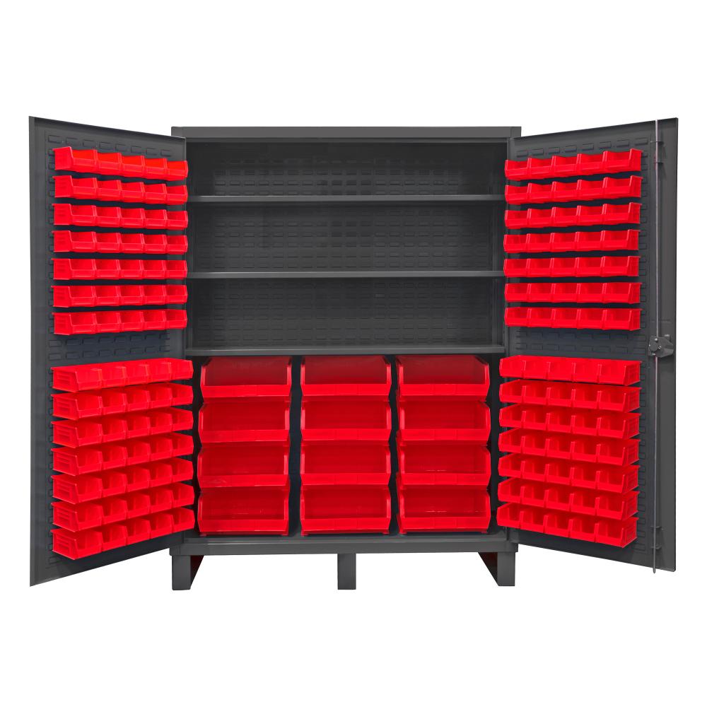 Cabinet, 3 Shelves, 156 Red Bins