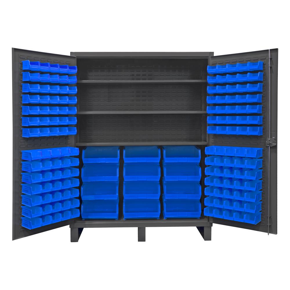 Cabinet, 3 Shelves, 156 Blue Bins