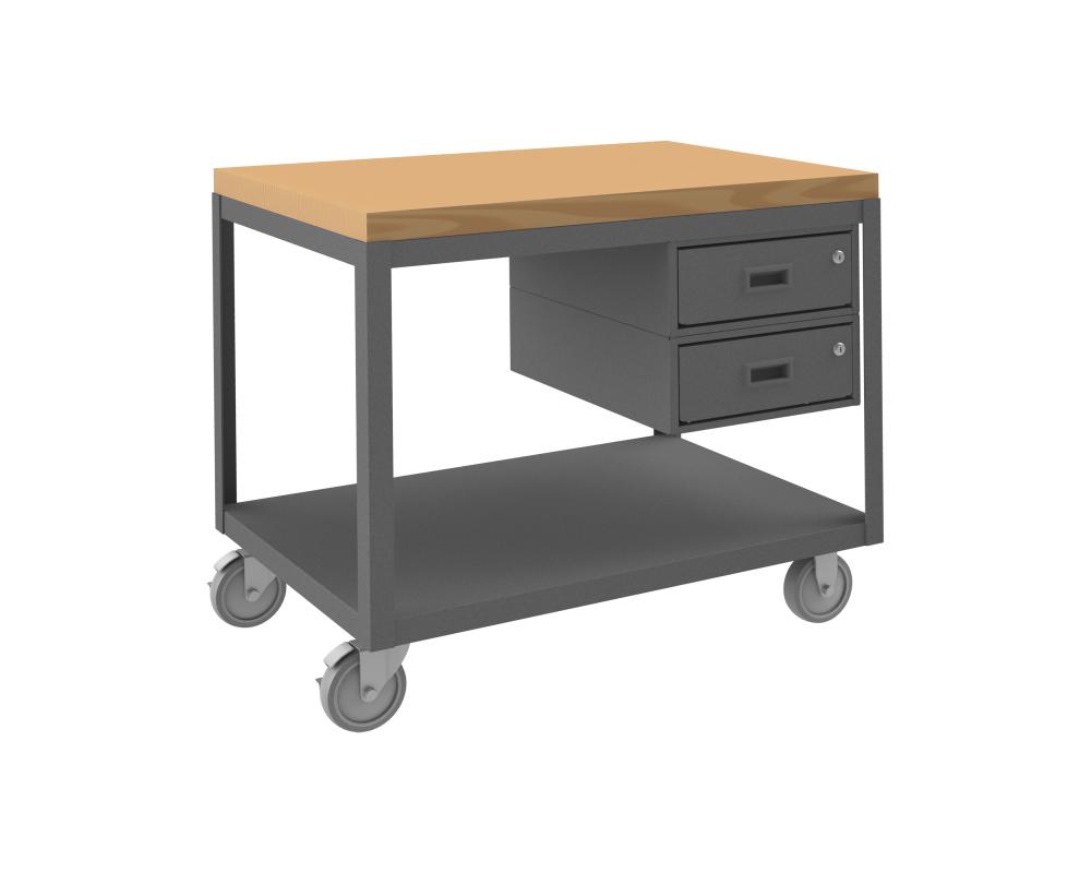 High Deck Mobile Table, 2 Shelves