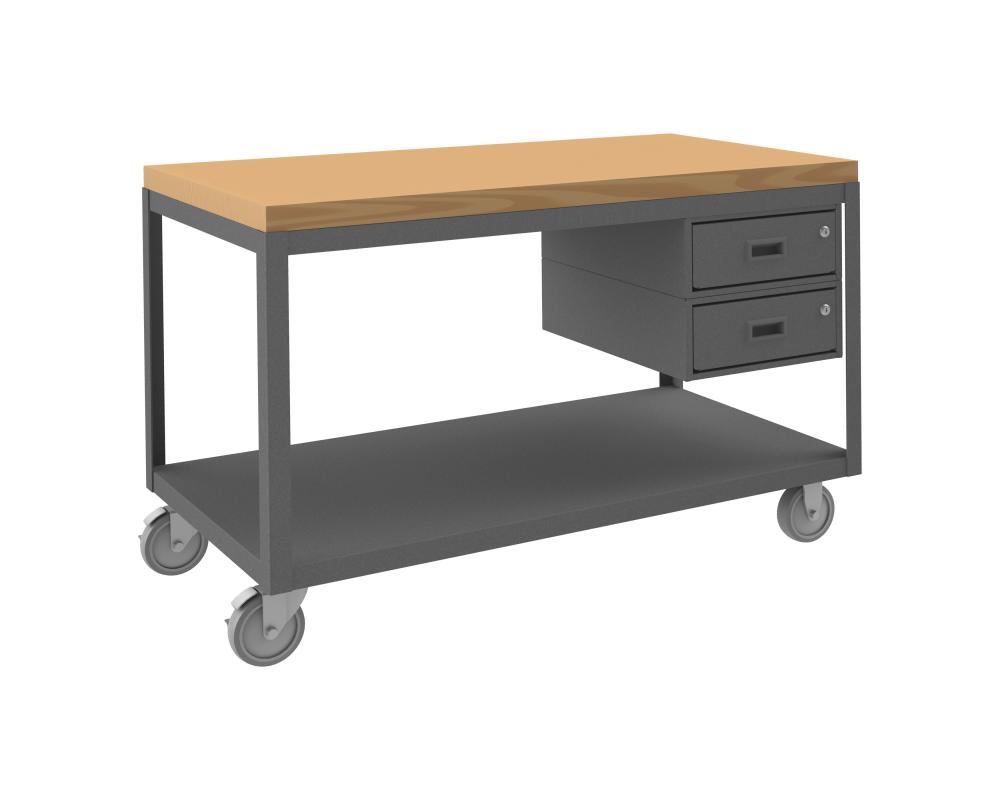 High Deck Mobile Table, 2 Shelves