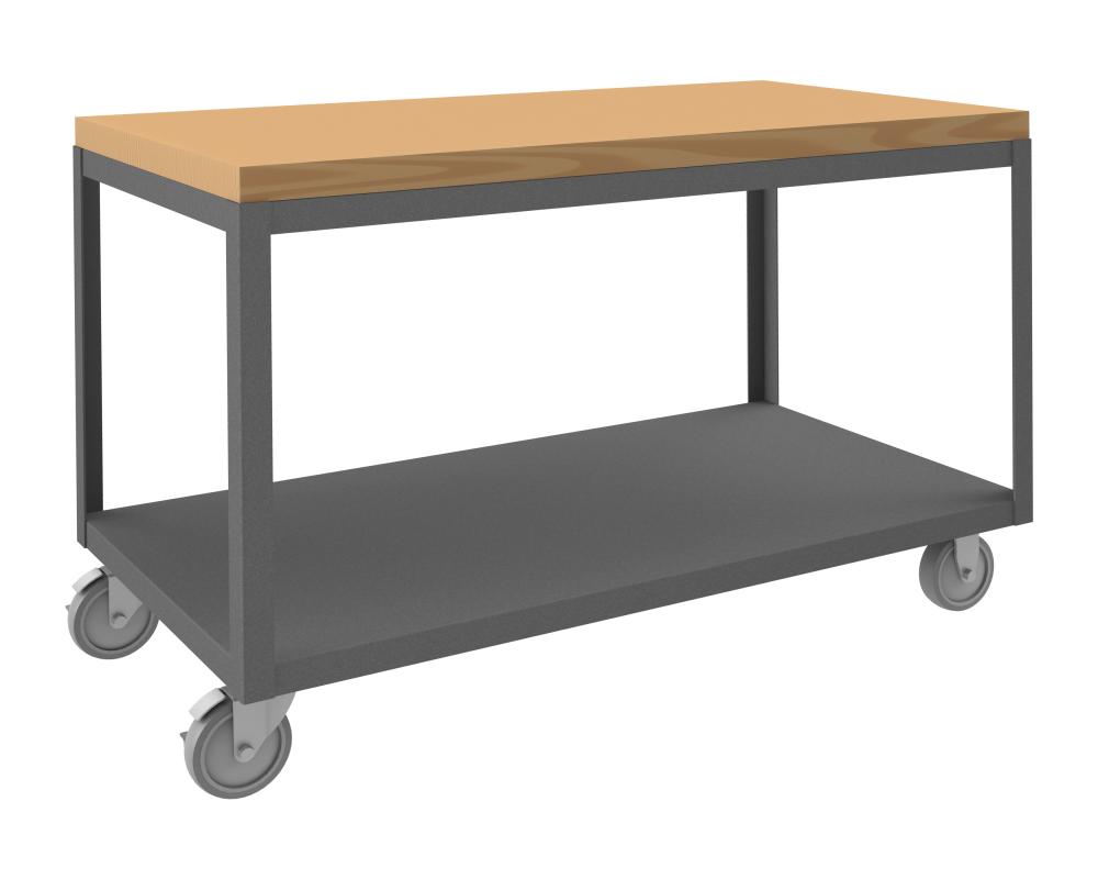 High Deck Mobile Table, 2 Shelves