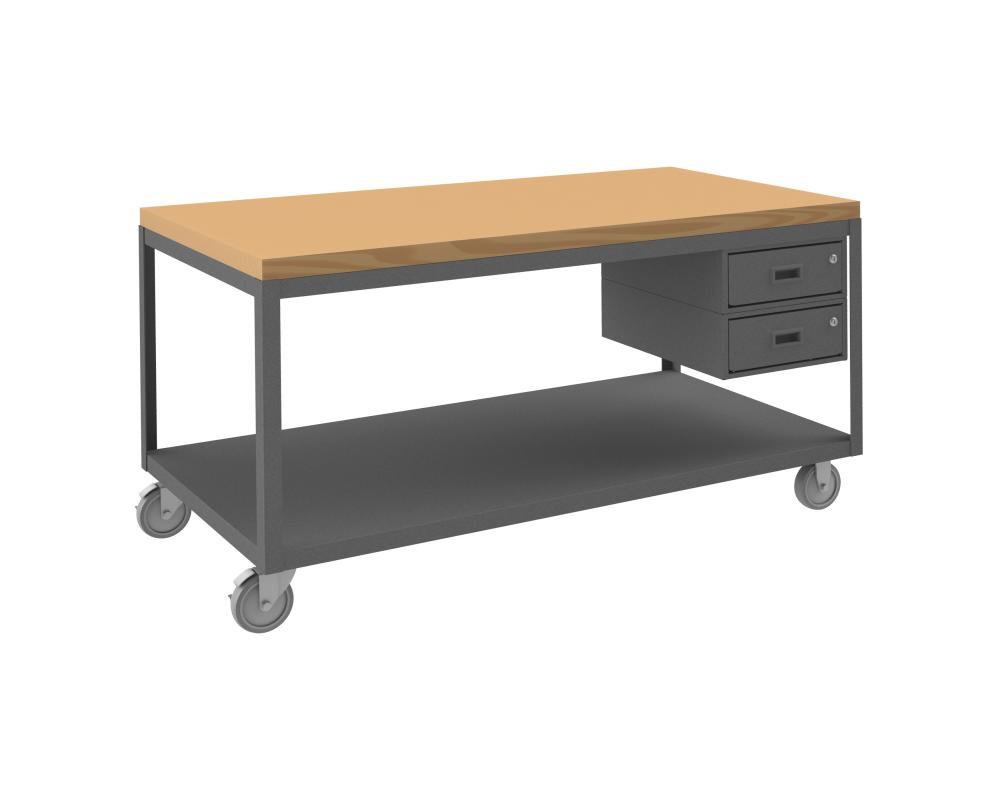 High Deck Mobile Table, 2 Shelves