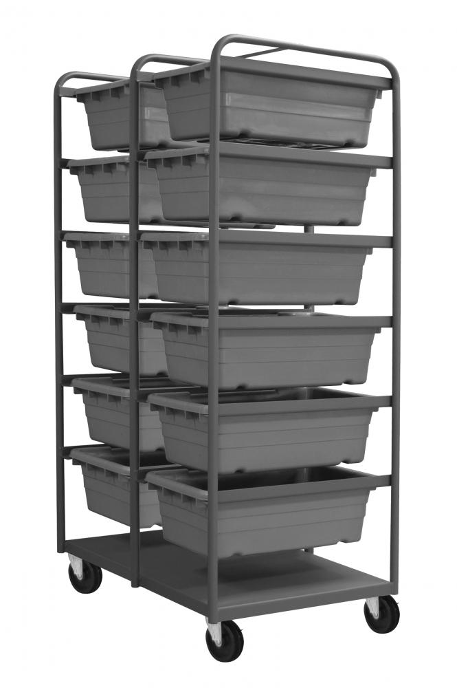 Tub Rack, 12 Gray Bins And Bottom Shelf