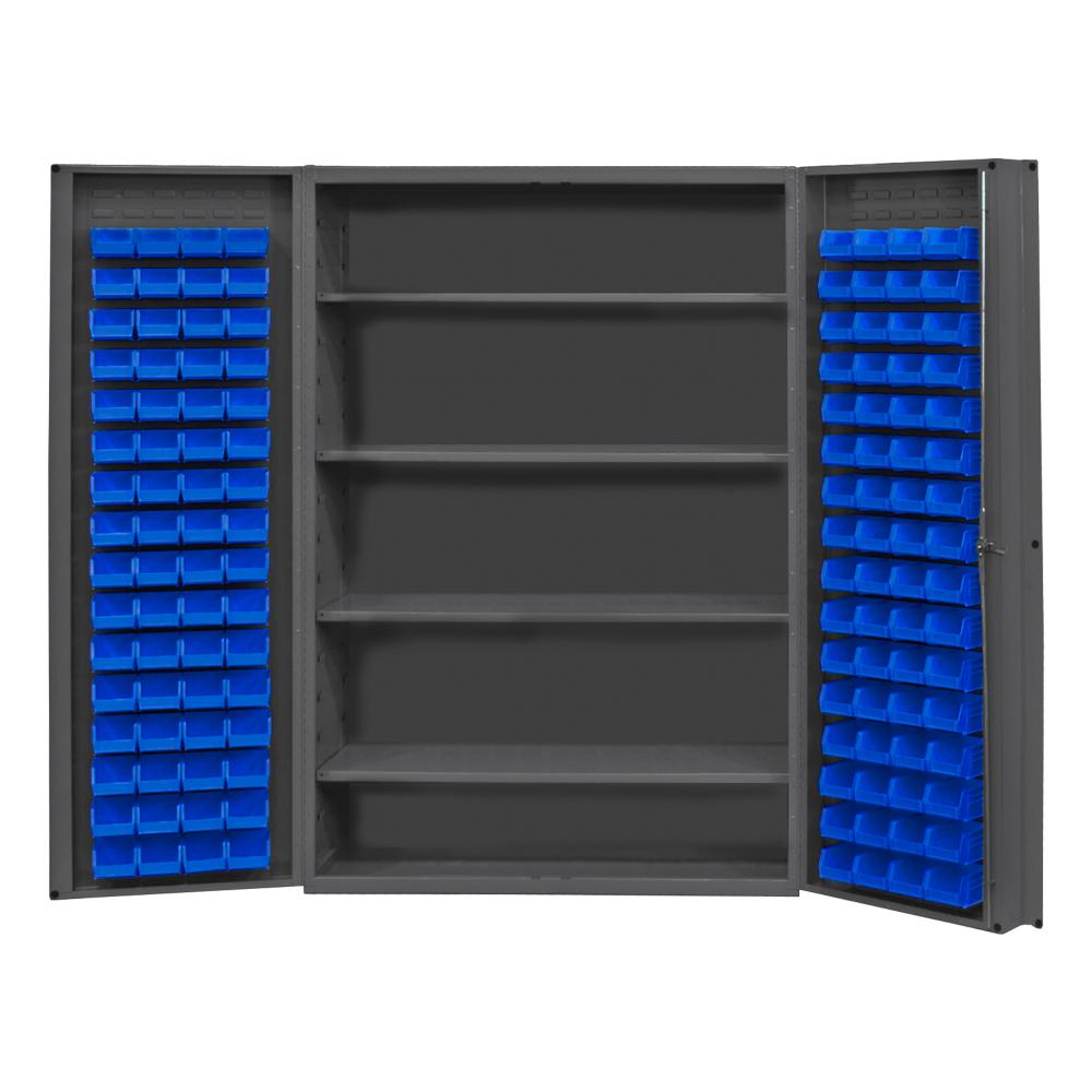 Cabinet, 4 Shelves, 128 Blue Bins