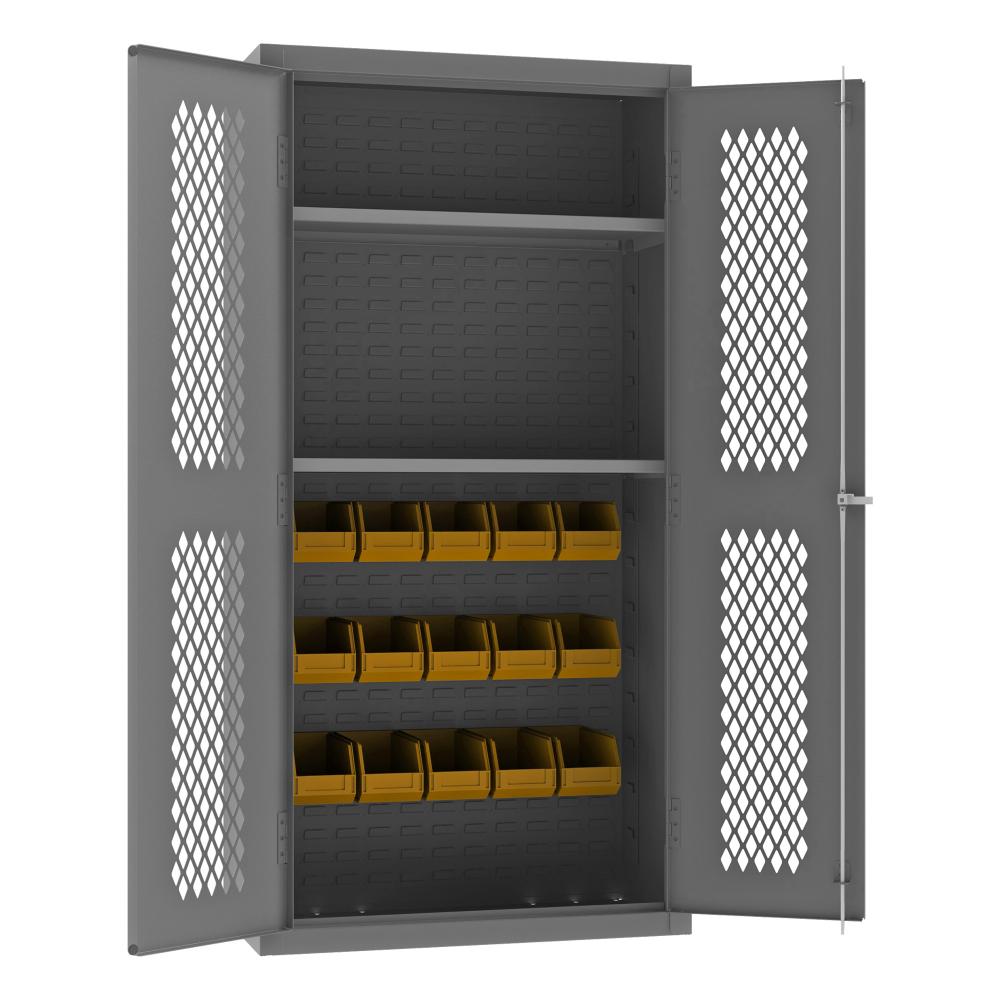 Ventilated Cabinet, 2 Shelves, 15 Bins