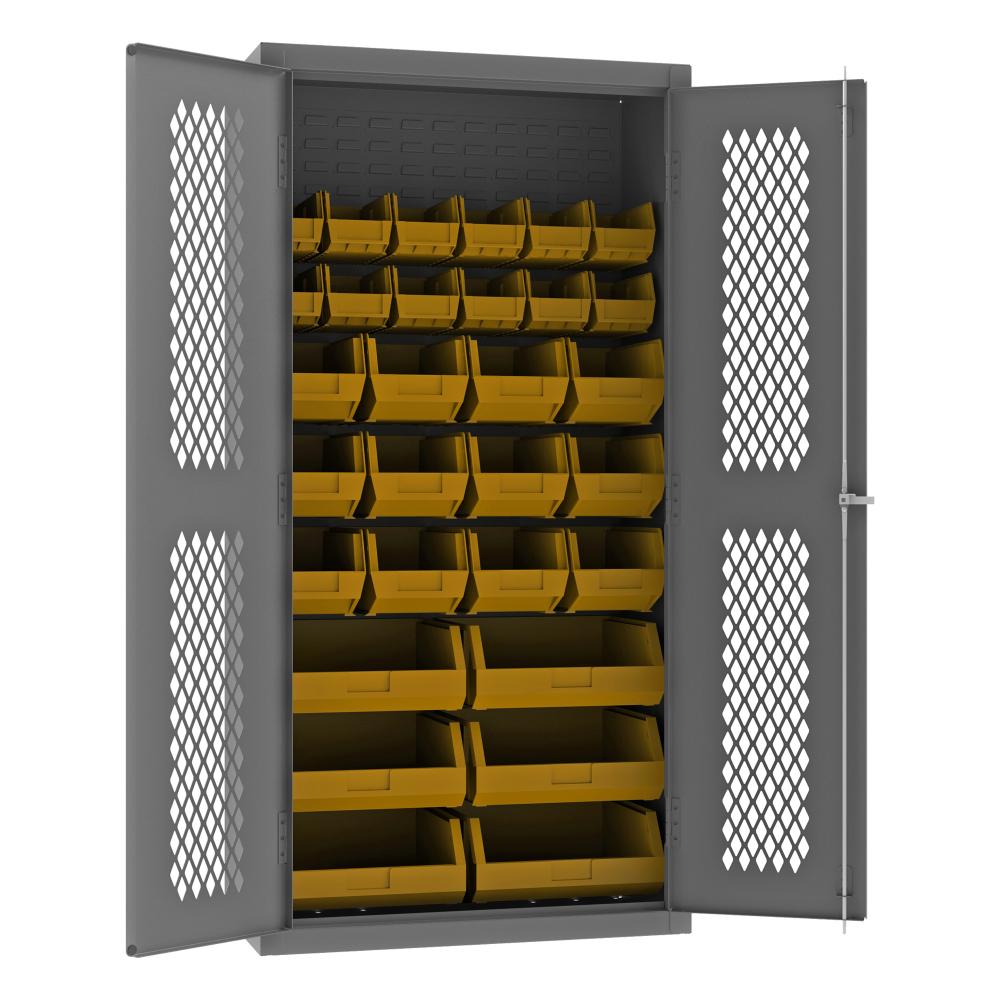 Ventilated Cabinet, 30 Yellow Bins