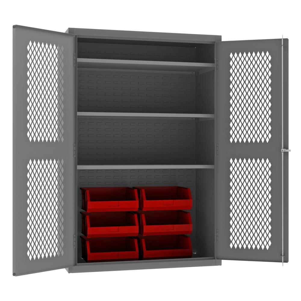 Ventilated Cabinet, 3 Shelves, 6 Bins