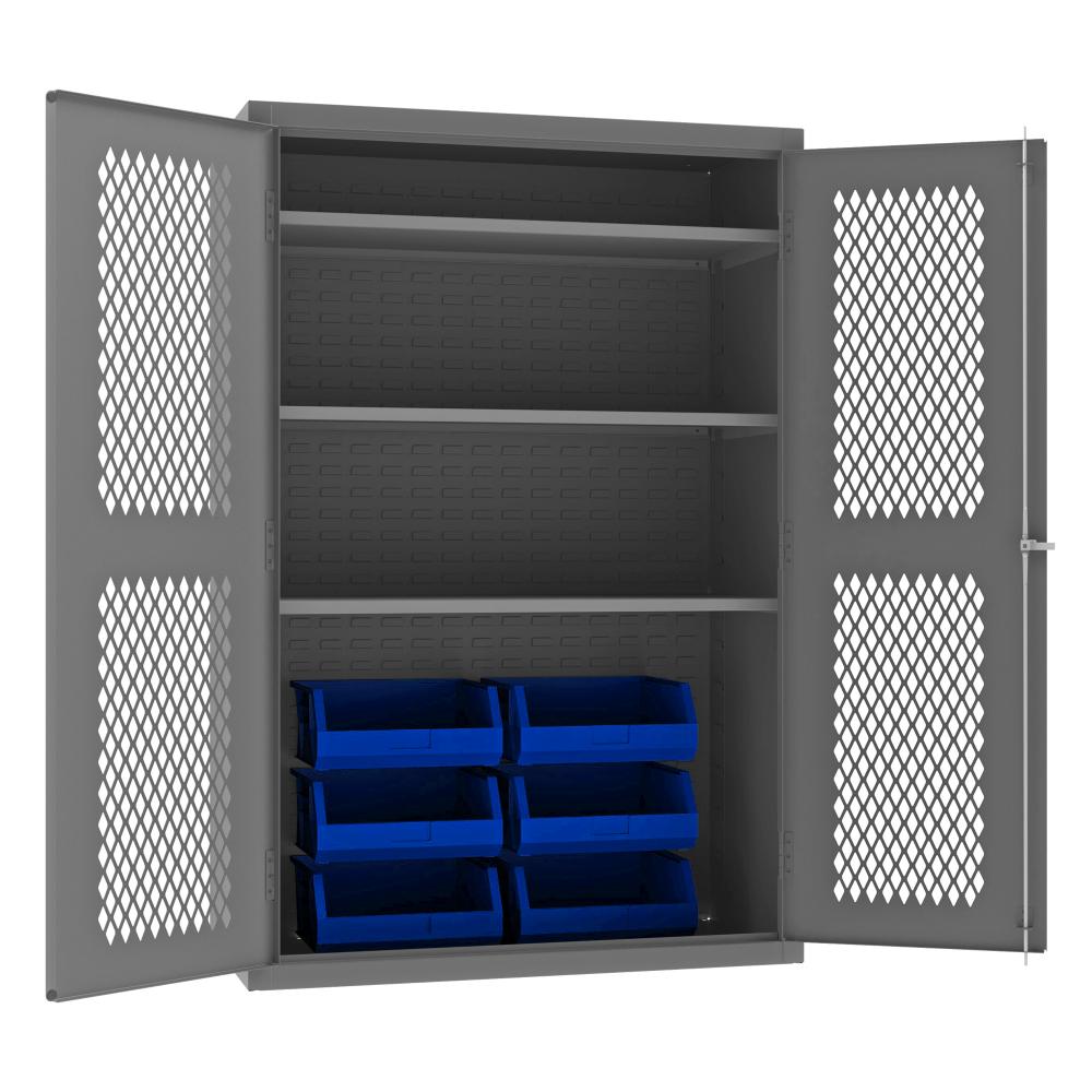 Ventilated Cabinet, 3 Shelves, 6 Bins