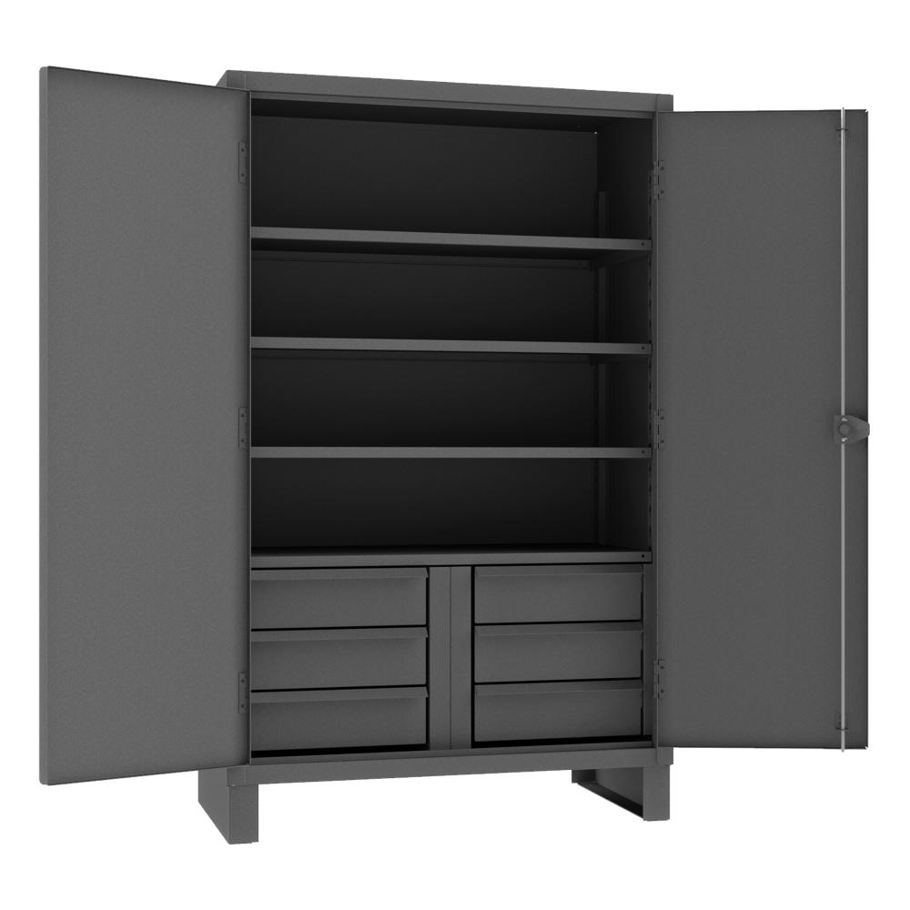 Cabinet, 4 Shelves, 6 Drawers, Gray