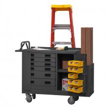 Durham Manufacturing 2211-DLP-RM-10B-95 - Mobile Bench Cabinet, 10 Yellow Bins