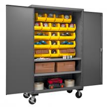Durham Manufacturing 2502M-BLP-18-2S-95 - Mobile Cabinet, 2 Shelves, 18 Bins