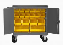 Durham Manufacturing 3100-BLP-20-95 - Mobile Bench Cabinet, 20 Yellow Bins