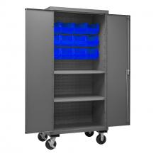 Durham Manufacturing 3501M-BLP-12-2S-5295 - Mobile Cabinet, 2 Shelves, 12 Blue Bins