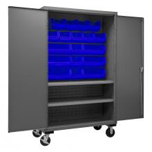 Durham Manufacturing 3502M-BLP-18-2S-5295 - Mobile Cabinet, 2 Shelves, 18 Blue Bins