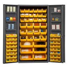 Durham Manufacturing DC36-78-6DS-95 - Cabinet, 84 Yellow Bins, 6 Door Shelves