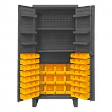 Durham Manufacturing HDC36-60-2S6D95 - Cabinet, 2 Shelves, 60 Yellow Bins