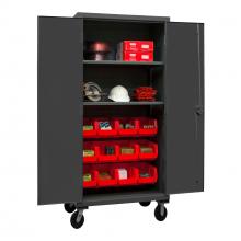 Durham Manufacturing HDCM36-12-2S1795 - Mobile Cabinet, 2 Shelves, 12 Red Bins