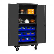 Durham Manufacturing HDCM36-12-2S5295 - Mobile Cabinet, 2 Shelves, 12 Blue Bins