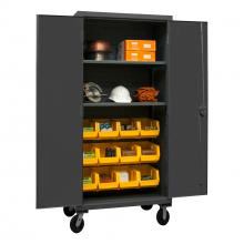 Durham Manufacturing HDCM36-12-2S95 - Mobile Cabinet, 2 Shelves, 12 Bins