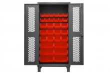 Durham Manufacturing HDCV36-30B-1795 - Ventilated Cabinet, 30 Red Bins