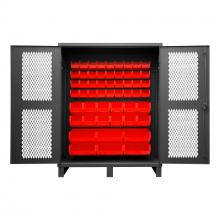 Durham Manufacturing HDCV60-54B-1795 - Ventilated Cabinet, 54 Red Bins