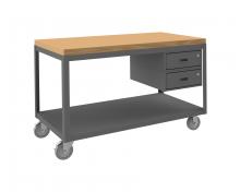 Durham Manufacturing HMT-2448-2-MT-2DR-95 - High Deck Mobile Table, 2 Shelves