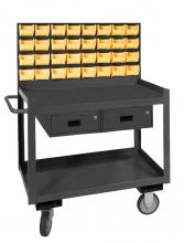 Durham Manufacturing RSC-2436-2-LP-2DR-32B-95 - Stock Cart, Louver Panel, Bins, Drawers