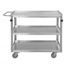 Durham Manufacturing SRSC2022483FLD4PU - Stainless Steel Stock Cart, 3 Shelves