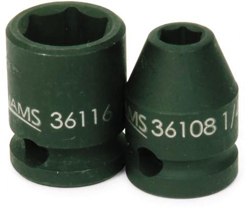 3/8&#34; Drive Shallow Impact Sockets, 6-Point, SAE