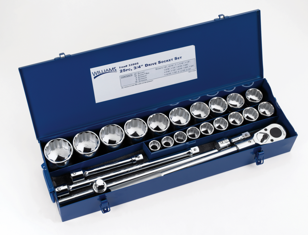 23 pc 3/4&#34; Drive -Point Metric Shallow Socket and Drive Tool Set on Rail and Clips