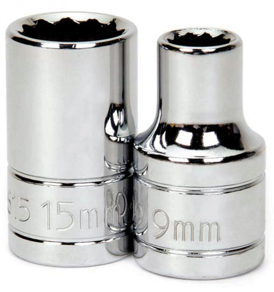 1/2&#34; Drive Shallow Sockets, 12-Point, Metric