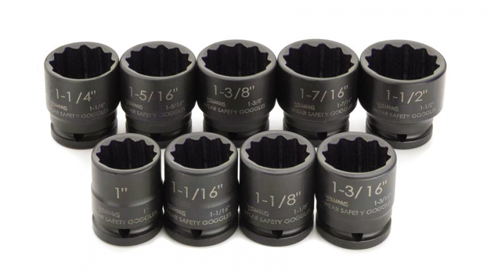 17 pc 3/4&#34; Drive 12-Point SAE Shallow Socket Set on Rail and Clips