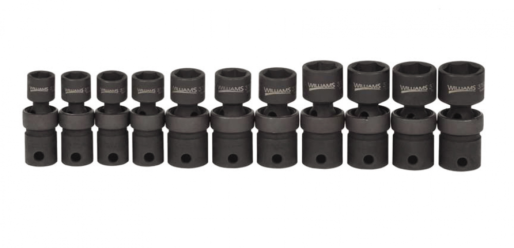 11 pc 1/2&#34; Drive 6-Point Metric Universal Universal Socket on Rail and Clips