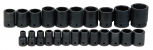 Williams JHWMS-4-23RC - 23 pc 1/2" Drive 6-Point Metric Shallow Impact Socket on Rail and Clips