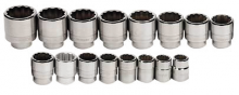 Williams JHWWSH-16RC - 16 pc 3/4" Drive 6-Point SAE Shallow Socket Set on Rail and Clips