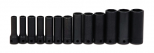 Williams JHWMS-12-13H - 13 pc 3/8" Drive 6-Point Metric Deep Socket Set on Rail and Clips