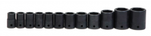 Williams JHWMS4-12HRC - 12 pc 1/2" Drive 6-Point Metric Shallow Impact Socket on Rail and Clips