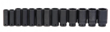 Williams JHWWS-1419RC - 19 pc 1/2" Drive 6-Point SAE Deep Impact Socket Set on Rail and Clips