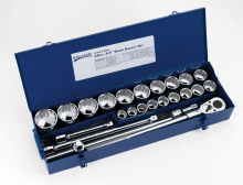 Williams JHW33914 - 23 pc 3/4" Drive -Point Metric Shallow Socket and Drive Tool Set on Rail and Clips