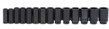 Williams JHWWS1414RC - 14 pc 1/2" Drive 6-Point SAE Deep Impact Socket Set on Rail and Clips
