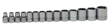 Williams JHWWSS-14HRC - 14 pc 1/2" Drive 6-Point SAE Shallow Socket Set on Rail and Clips