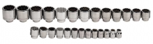 Williams JHWWSH-26RC - 26 pc 3/4" Drive 6-Point SAE Shallow Socket Set on Rail and Clips
