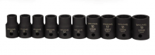 Williams JHW37925 - 10 pc 1/2" Drive 12-Point Metric Shallow Socket Set on Rail and Clips