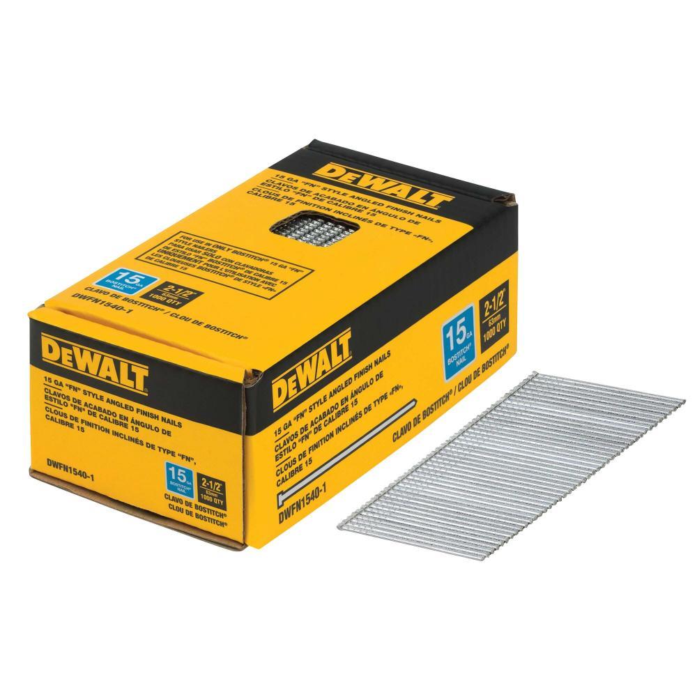 DEWALT 15Ga, 2-1/2In &#34;Fn&#34; Style Finish Nails 1M