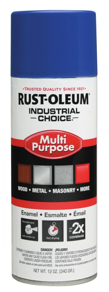 Rust-Oleum Industrial Choice 1600 System Multi-Purpose Enamel Spray Paint, Gloss Safety Blue, 12 oz