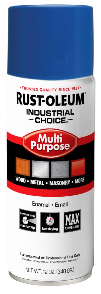 Rust-Oleum Industrial Choice 1600 System Multi-Purpose Enamel Spray Paint, Gloss True Blue, 12 oz