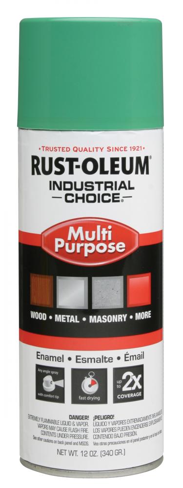 Rust-Oleum Industrial Choice 1600 System Multi-Purpose Enamel Spray Paint, Gloss Safety Green, 12 oz