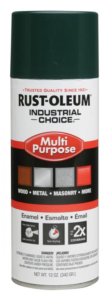 Rust-Oleum Industrial Choice 1600 System Multi-Purpose Enamel Spray Paint, Gloss Hunter Green, 12 oz