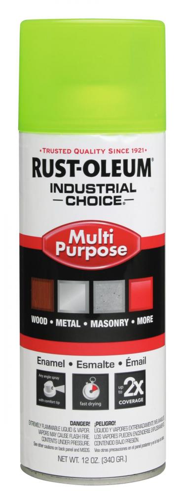 Rust-Oleum Industrial Choice 1600 System Multi-Purpose Enamel Spray Paint, Gloss Fluorescent Yellow,