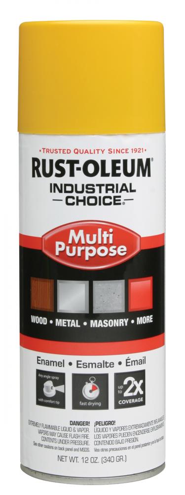 Rust-Oleum Industrial Choice 1600 System Multi-Purpose Enamel Spray Paint, Gloss Safety Yellow, 12 o